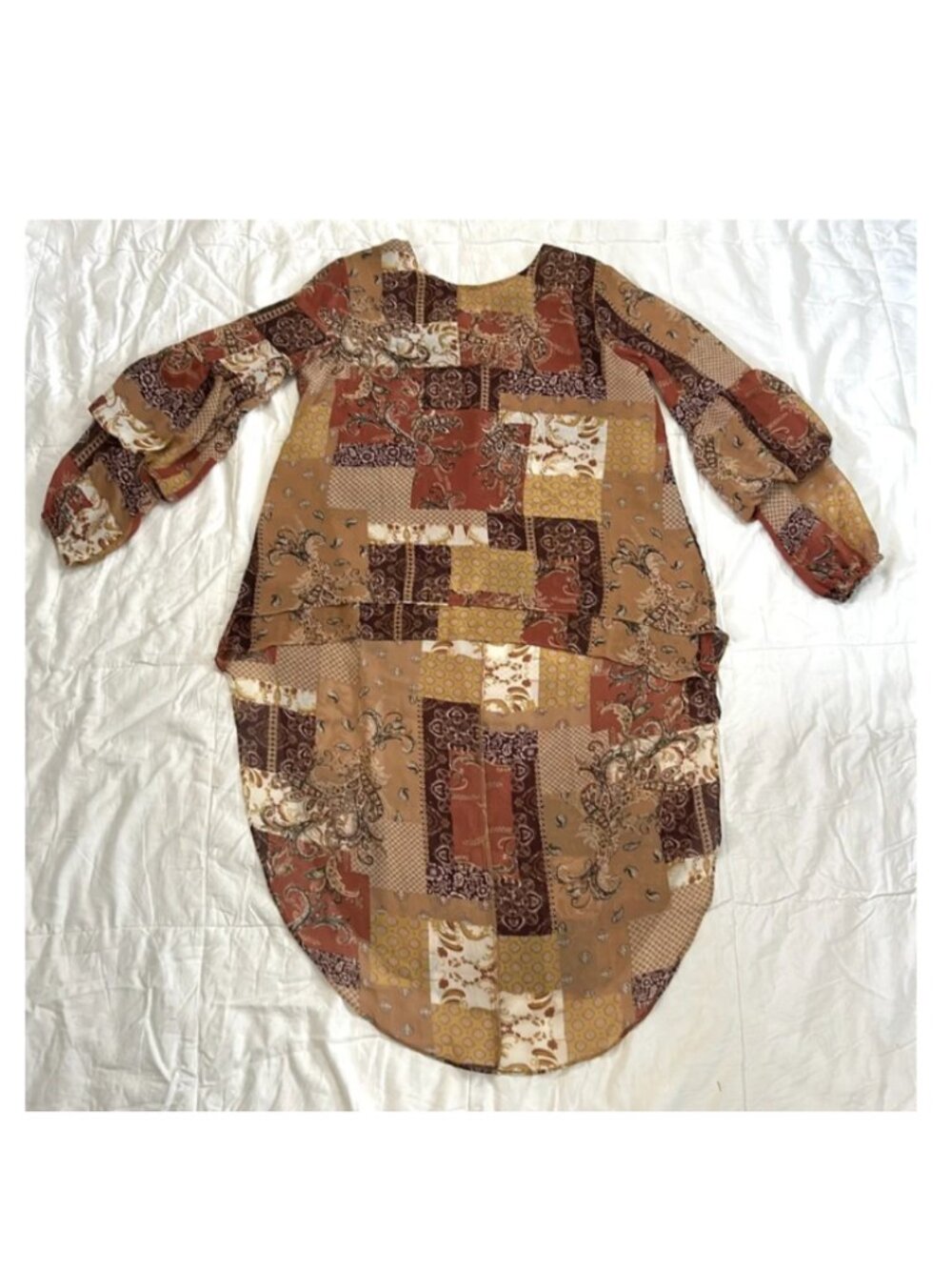 CATO BOHO Festival Hippie Calico High Low Top Size Small